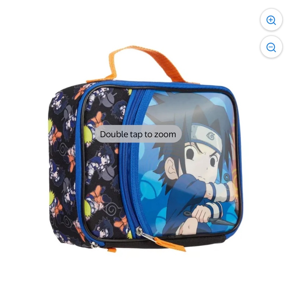 Naruto and Sasuke Holographic Insulated Lunch Bag Tote with zipper front pocket - Picture 3 of 12